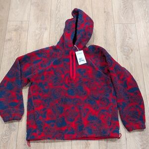 $1350 Mens Burberry Abstract Rose Print Floral Pullover Hoodie Rose Medium